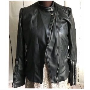 HM Faux Leather Moto Jacket Size 10 H&M Bomber